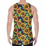 Purple Trippy Sunflower Pattern Print Men's Velvet Tank Top