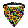 Purple Trippy Sunflower Pattern Print Over The Collar Dog Bandana