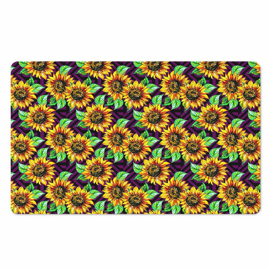 Purple Trippy Sunflower Pattern Print Polyester Doormat