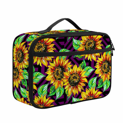 Purple Trippy Sunflower Pattern Print Portable Lunch Bag