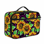Purple Trippy Sunflower Pattern Print Portable Lunch Bag