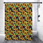 Purple Trippy Sunflower Pattern Print Premium Shower Curtain