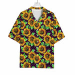 Purple Trippy Sunflower Pattern Print Rayon Hawaiian Shirt