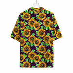 Purple Trippy Sunflower Pattern Print Rayon Hawaiian Shirt