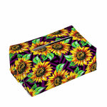 Purple Trippy Sunflower Pattern Print Rectangle Tissue Box Cover