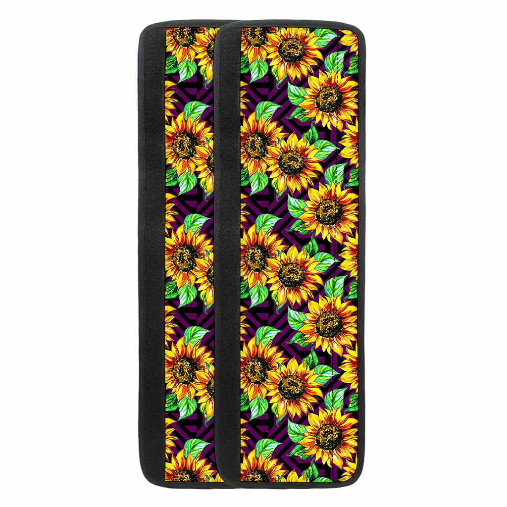 Purple Trippy Sunflower Pattern Print Refrigerator Handle Covers