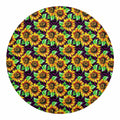 Purple Trippy Sunflower Pattern Print Round Blanket