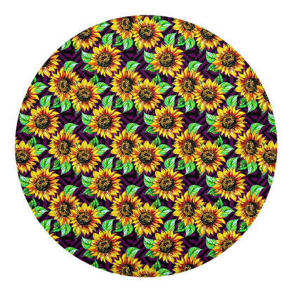 Purple Trippy Sunflower Pattern Print Round Blanket
