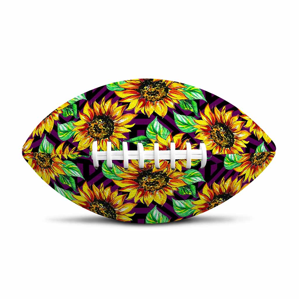 Purple Trippy Sunflower Pattern Print Rugby Ball