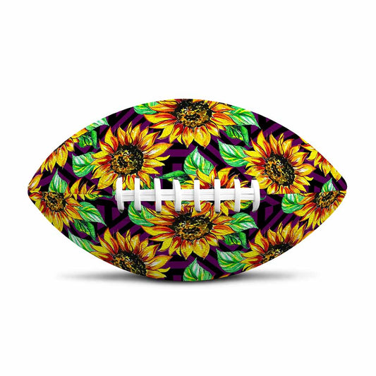 Purple Trippy Sunflower Pattern Print Rugby Ball