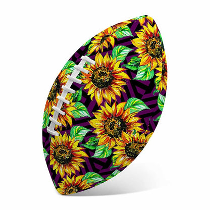 Purple Trippy Sunflower Pattern Print Rugby Ball