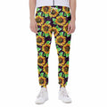 Purple Trippy Sunflower Pattern Print Joggers