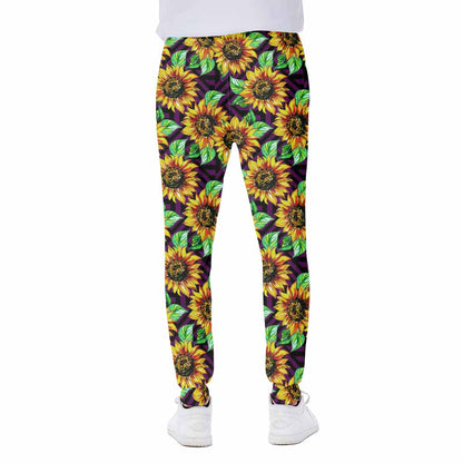 Purple Trippy Sunflower Pattern Print Scuba Joggers