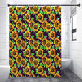 Purple Trippy Sunflower Pattern Print Shower Curtain
