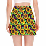 Purple Trippy Sunflower Pattern Print Side Slit Mini Skirt