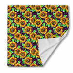 Purple Trippy Sunflower Pattern Print Silk Bandana