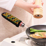 Purple Trippy Sunflower Pattern Print Skillet Handle Cover