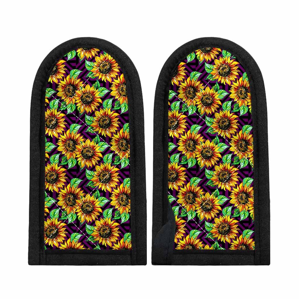 Purple Trippy Sunflower Pattern Print Skillet Handle Cover