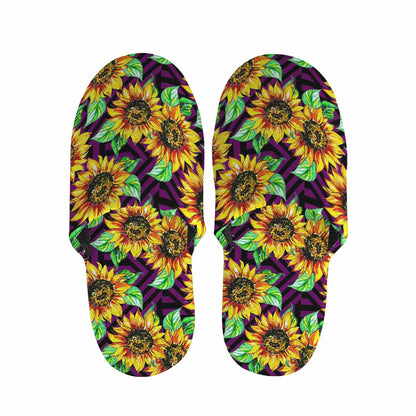 Purple Trippy Sunflower Pattern Print Slippers
