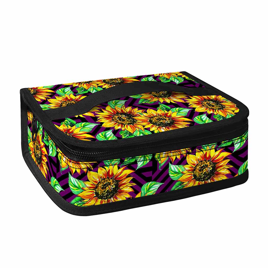 Purple Trippy Sunflower Pattern Print Small Lunch Bag