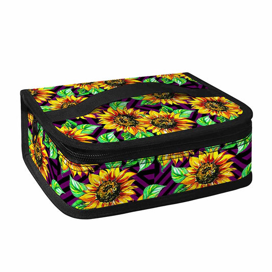 Purple Trippy Sunflower Pattern Print Small Lunch Bag