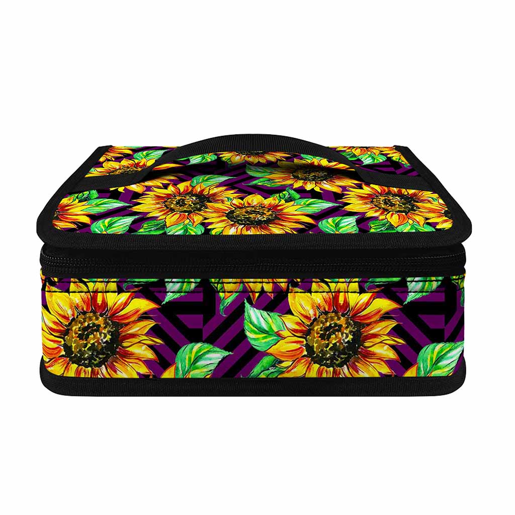 Purple Trippy Sunflower Pattern Print Small Lunch Bag