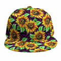 Purple Trippy Sunflower Pattern Print Snapback Cap