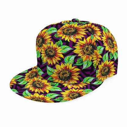 Purple Trippy Sunflower Pattern Print Snapback Cap