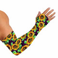 Purple Trippy Sunflower Pattern Print Sun Protection Arm Sleeves