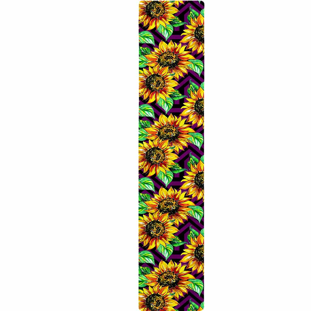 Purple Trippy Sunflower Pattern Print Table Runner