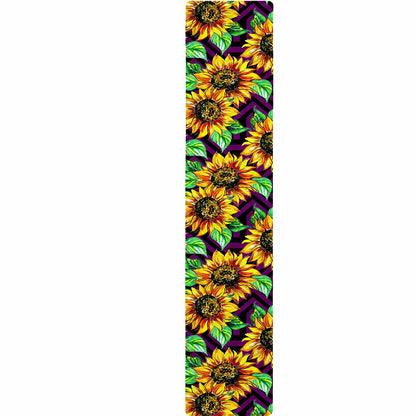 Purple Trippy Sunflower Pattern Print Table Runner
