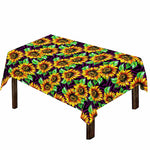 Purple Trippy Sunflower Pattern Print Tablecloth