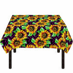 Purple Trippy Sunflower Pattern Print Tablecloth