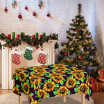 Purple Trippy Sunflower Pattern Print Tablecloth