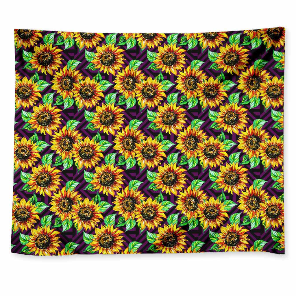Purple Trippy Sunflower Pattern Print Tapestry