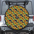 Purple Trippy Sunflower Pattern Print Tire Cover With Camera Hole