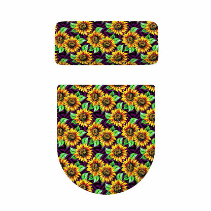 Purple Trippy Sunflower Pattern Print Toilet Lid And Tank Cover Set