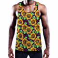 Purple Trippy Sunflower Pattern Print Men's Workout Tank Top