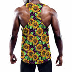 Purple Trippy Sunflower Pattern Print Training Tank Top