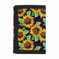 Purple Trippy Sunflower Pattern Print Trifold Wallet