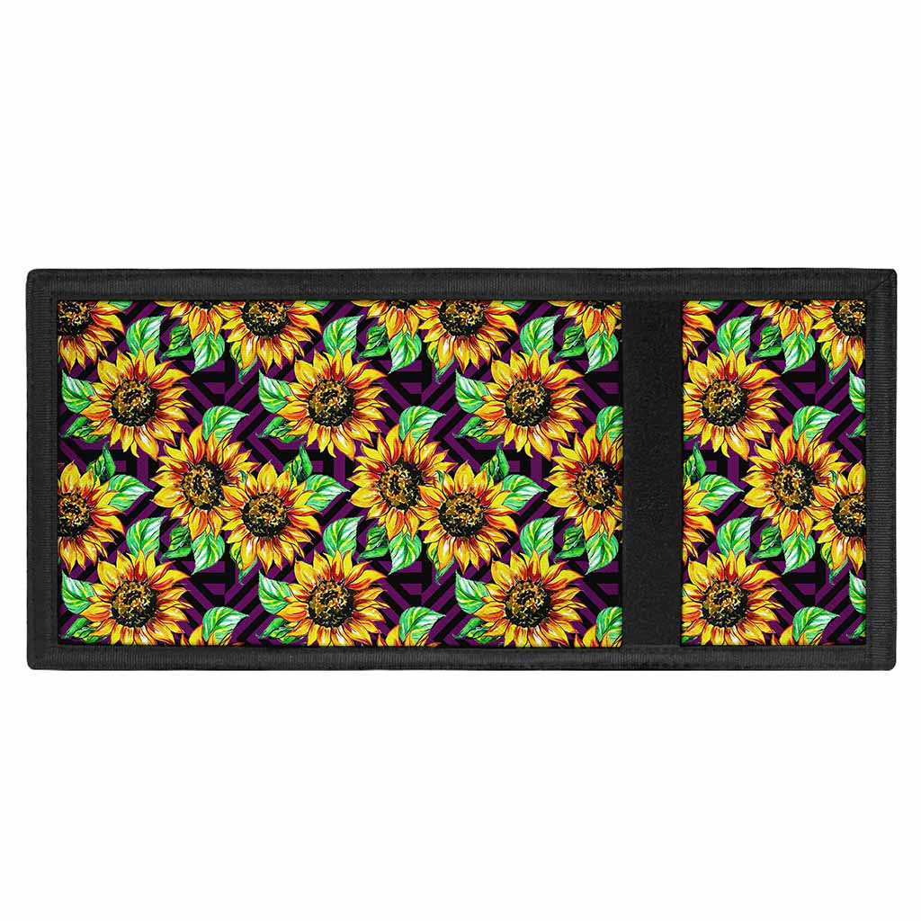 Purple Trippy Sunflower Pattern Print Trifold Wallet