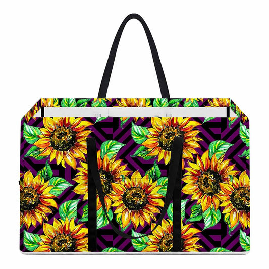 Purple Trippy Sunflower Pattern Print Utility Tote Bag