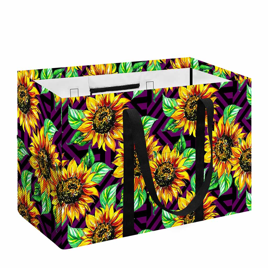Purple Trippy Sunflower Pattern Print Utility Tote Bag
