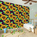 Purple Trippy Sunflower Pattern Print Wall Sticker