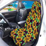 Purple Trippy Sunflower Pattern Print Waterproof Car Seat Cover
