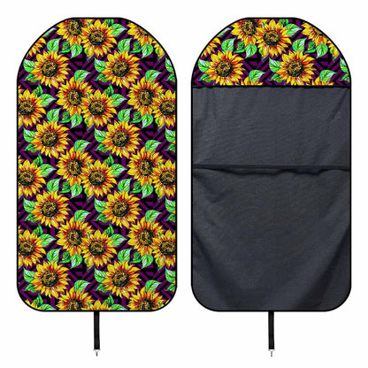 Purple Trippy Sunflower Pattern Print Waterproof Car Seat Cover
