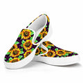 Purple Trippy Sunflower Pattern Print White Slip On Sneakers