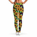 Purple Trippy Sunflower Pattern Print Women's Leggings