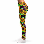 Purple Trippy Sunflower Pattern Print Women's Leggings
