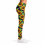 Purple Trippy Sunflower Pattern Print Women's Leggings